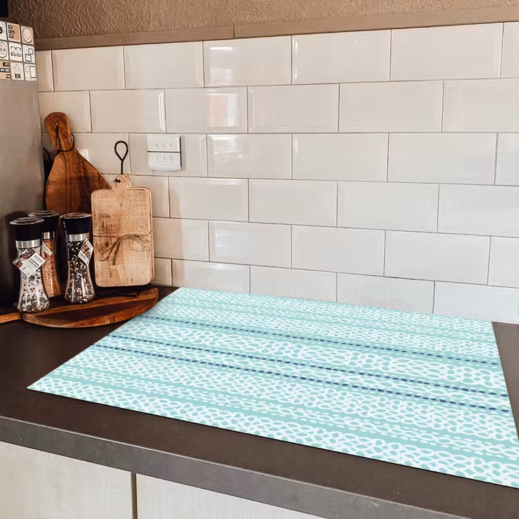 Lijnen - Blauwgroen - Patroon Inductie beschermer vinyl 3mm klein 276 -sfeer3