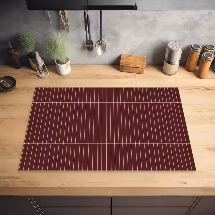 Lijnen - Patroon - Bordeaux Inductie beschermer vinyl 3mm klein 276 -sfeer5