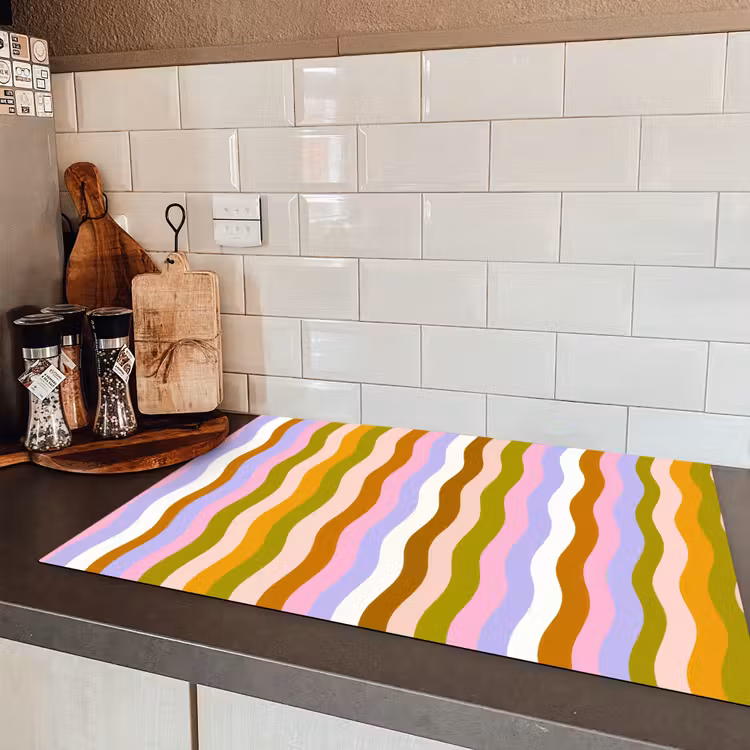 lijnen - Golven - Pastelkleuren - Patroon Inductie beschermer vinyl 3mm klein -sfeer3