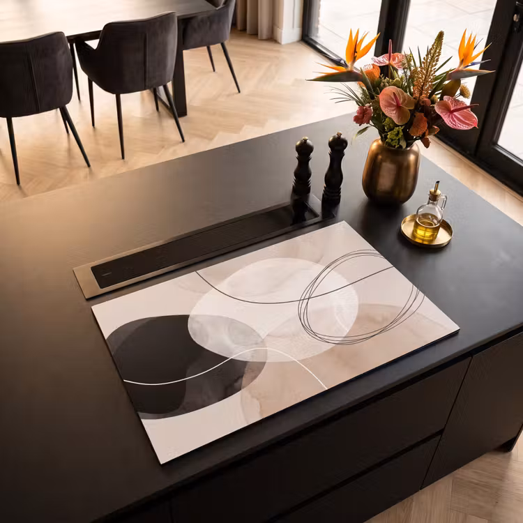 Induction Hob Cover - Lines - Wavy - Art - Lijnen - Golvend - Kunst Inductie beschermer vinyl 3mm klein