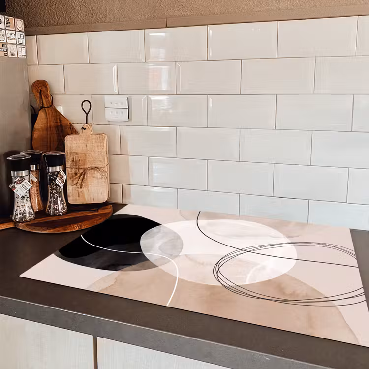 Induction Hob Cover - Lines - Wavy - Art - Lijnen - Golvend - Kunst Inductie beschermer vinyl 3mm klein
