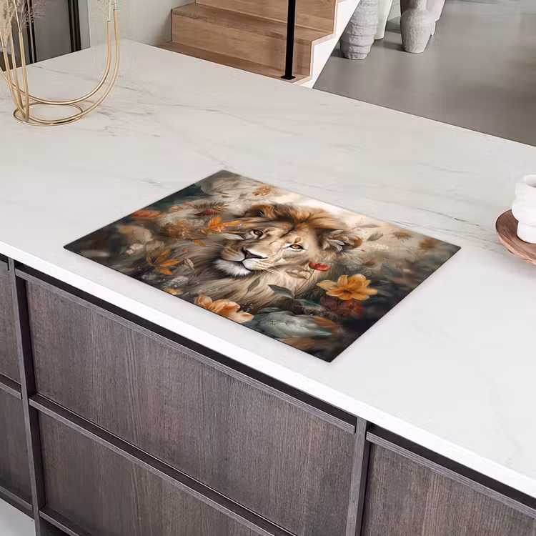 Leeuw - Wilde dieren - Planten - Natuur - Bloemen Inductie beschermer vinyl 3mm middel -sfeer8