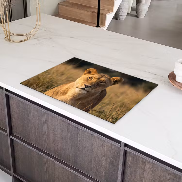 Leeuwin - Gras - Geel Inductie beschermer vinyl 3mm klein -sfeer8