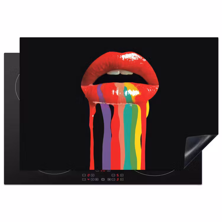 Lippen - Kleuren - Zwart Inductie beschermer vinyl 3mm klein -3d