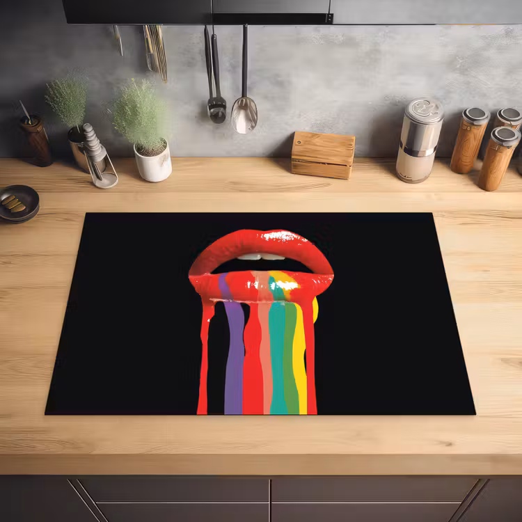 Lippen - Kleuren - Zwart Inductie beschermer vinyl 3mm klein -sfeer5