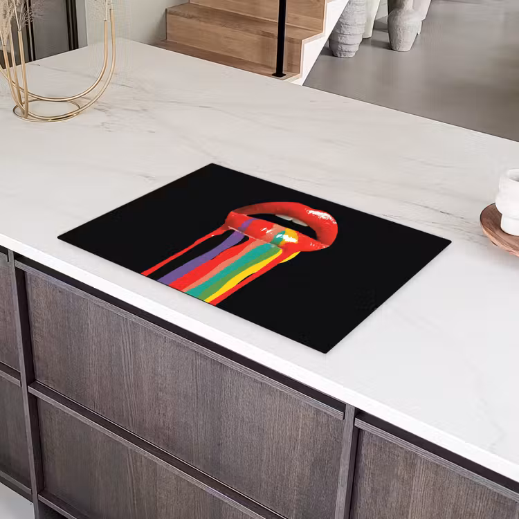 Lippen - Kleuren - Zwart Inductie beschermer vinyl 3mm klein -sfeer8