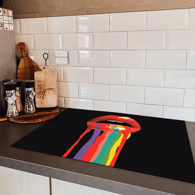 Lippen - Kleuren - Zwart Inductie beschermer vinyl 3mm klein -sfeer3