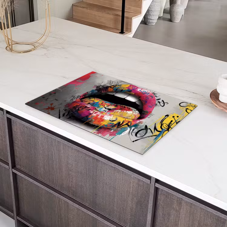 Lippen - Graffiti - Expressief Inductie beschermer vinyl 3mm klein -sfeer8