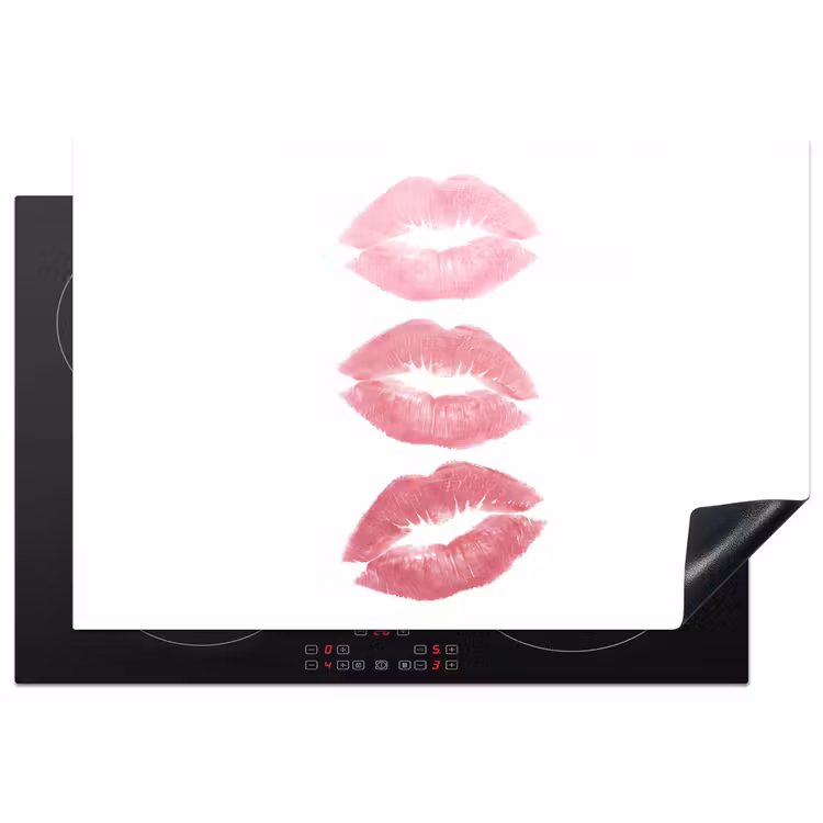 Lippen - Kusafdruk - Roze - Modern - Abstract Inductie beschermer vinyl 3mm klein -3d