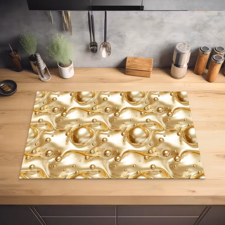 Vloeibaar - Druppels - Goud Inductie beschermer vinyl 3mm klein 276 -sfeer5