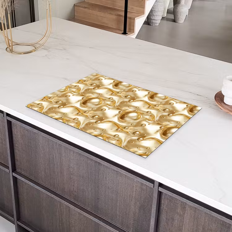 Vloeibaar - Druppels - Goud Inductie beschermer vinyl 3mm klein 276 -sfeer8
