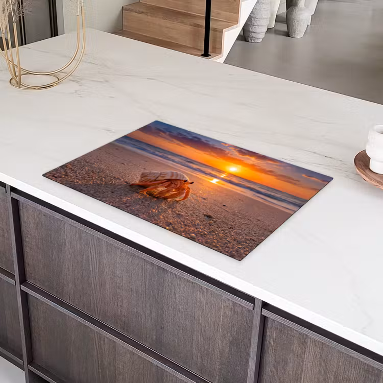 Kreeft - Strand - Natuur - Zonsondergang - Oranje Inductie beschermer vinyl 3mm klein -sfeer8