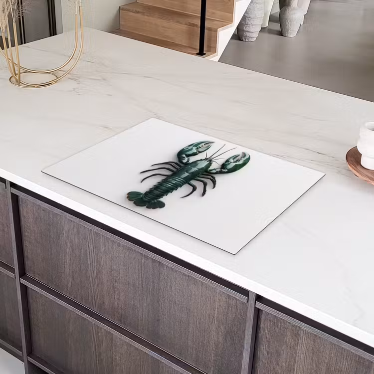 Kreeft - Glossier - Groen - Wit Inductie beschermer vinyl 3mm klein -sfeer8