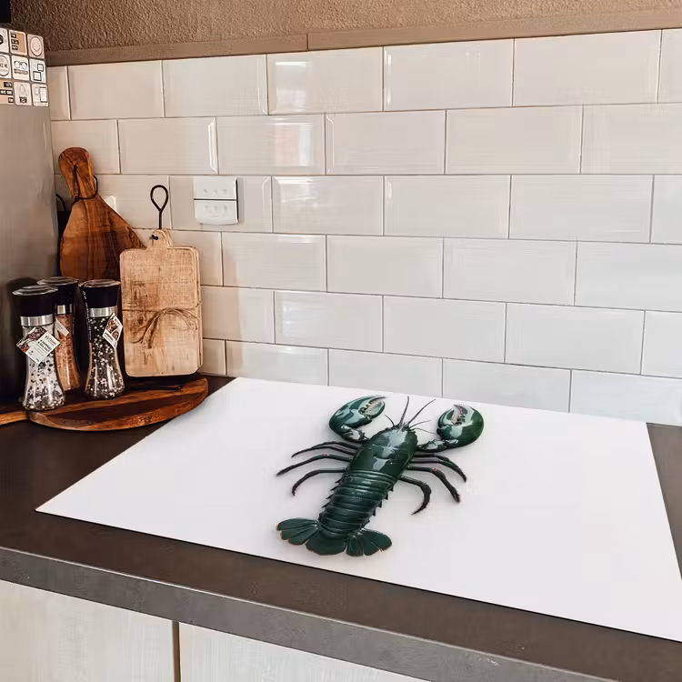 Kreeft - Glossier - Groen - Wit Inductie beschermer vinyl 3mm klein -sfeer3