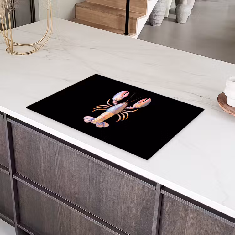 Kreeft - Roze - Zacht - Zwart Inductie beschermer vinyl 3mm klein -sfeer8