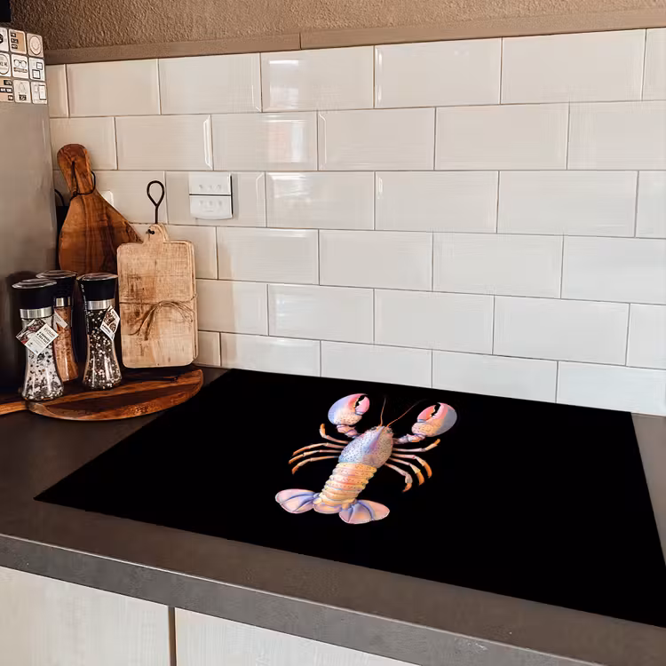 Kreeft - Roze - Zacht - Zwart Inductie beschermer vinyl 3mm klein -sfeer3