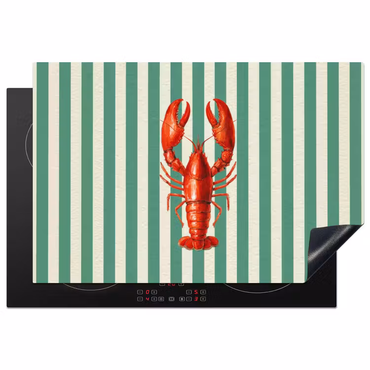 Kreeft - Strepen - Realistisch - Zomers Inductie beschermer vinyl 3mm klein -3d