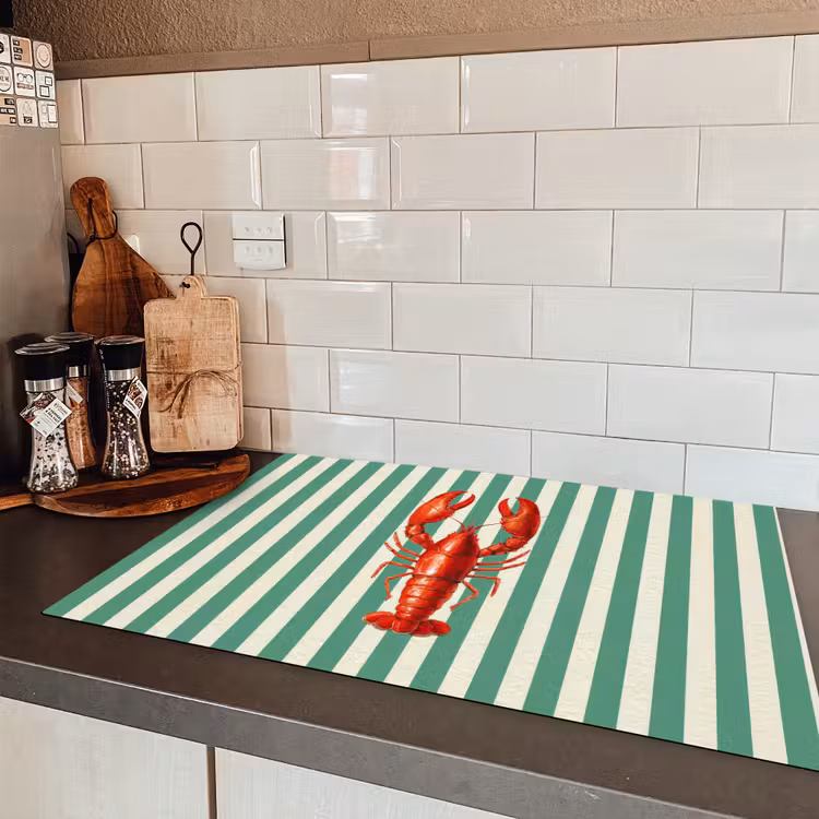 Kreeft - Strepen - Realistisch - Zomers Inductie beschermer vinyl 3mm klein -sfeer3
