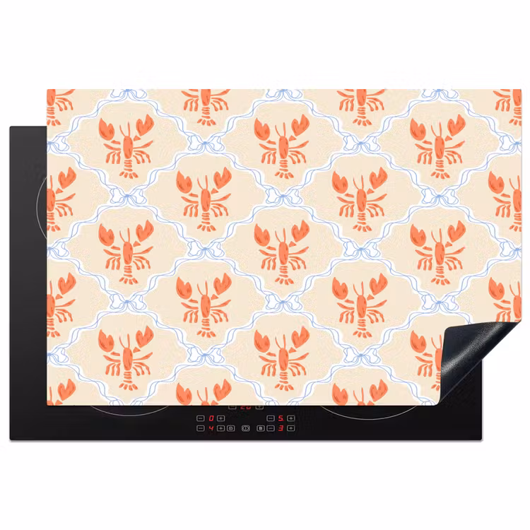 Zee - Kreeft - Blauw - Geel - Oranje Inductie beschermer vinyl 3mm klein 276 -3d