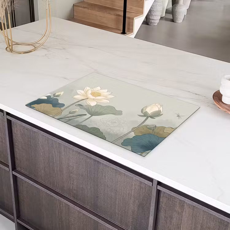 Lotus - Bloemen - Groen Inductie beschermer vinyl 3mm klein -sfeer8