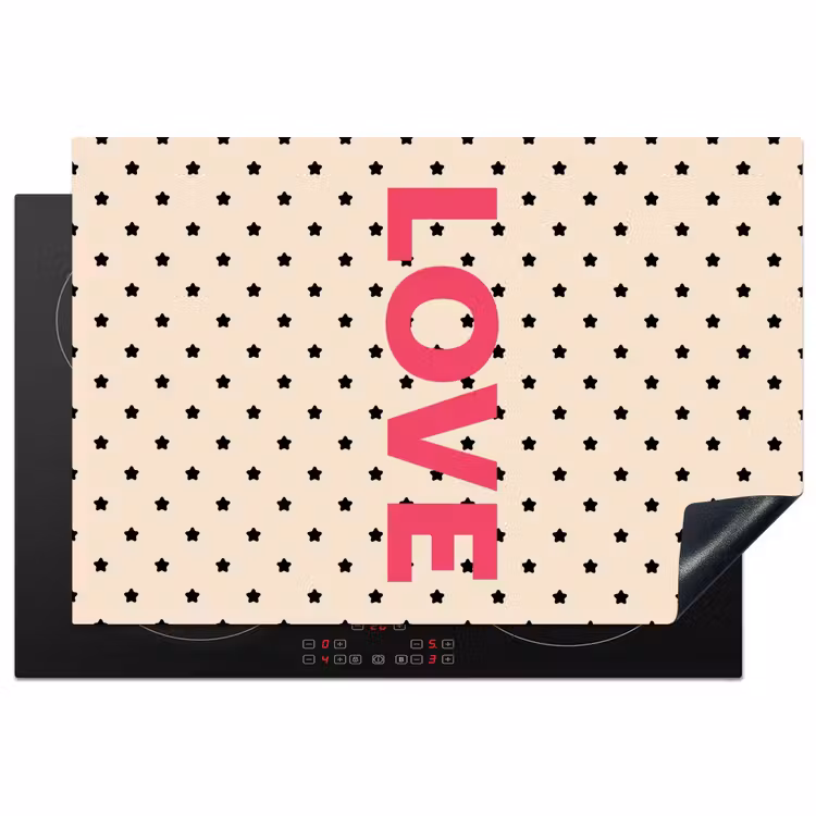 Love - Stippen - Roze Inductie beschermer vinyl 3mm klein -3d