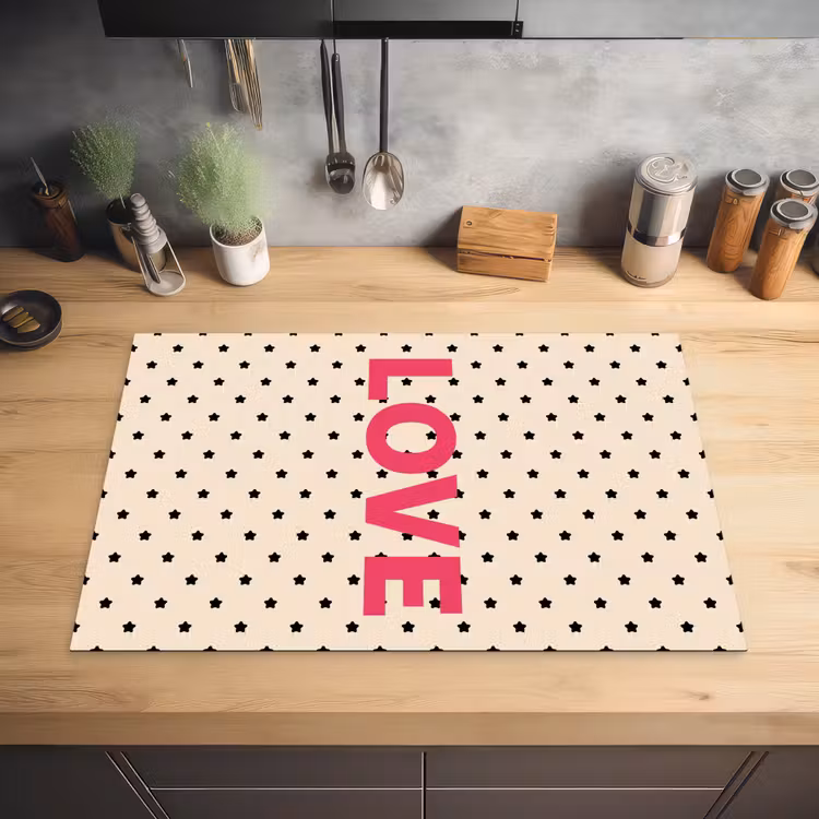 Love - Stippen - Roze Inductie beschermer vinyl 3mm klein -sfeer5