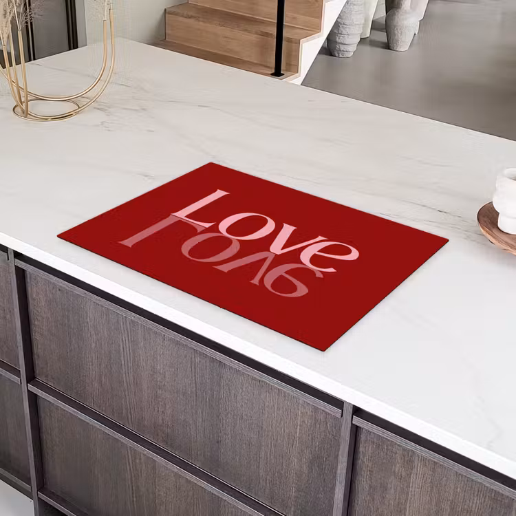 Love - Spiegeling - Rood Inductie beschermer vinyl 3mm klein -sfeer8