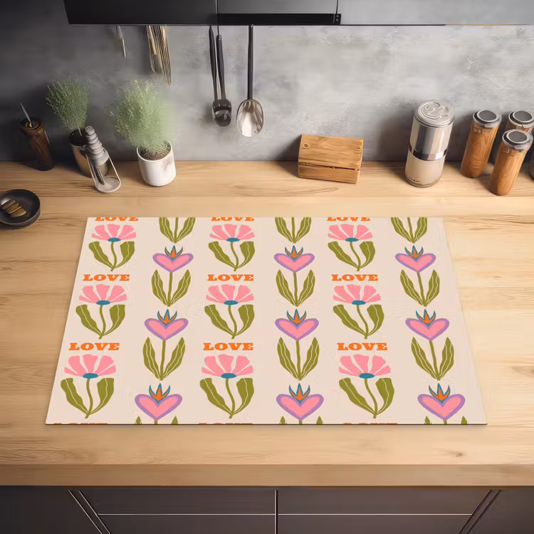 Love - Patroon - Bloemen - Hartjes Inductie beschermer vinyl 3mm klein 276 -sfeer5