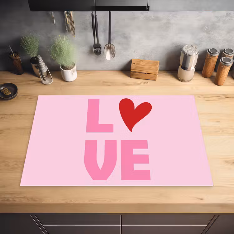 Love - Roze - Hart - Valentijn Inductie beschermer vinyl 3mm klein -sfeer5