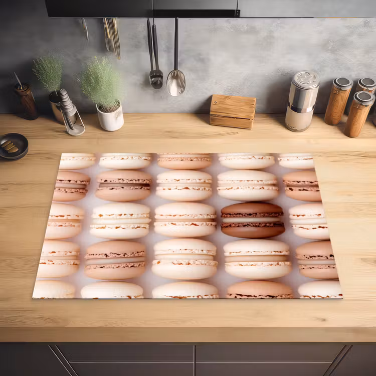 Macarons - Beige - Bruin Inductie beschermer vinyl 3mm klein -sfeer5