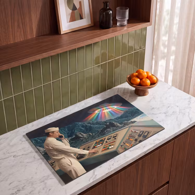 Induction Hob Cover - Man - Control Room - Beach - Man - Controlekamer - Strand Inductie beschermer vinyl 3mm klein