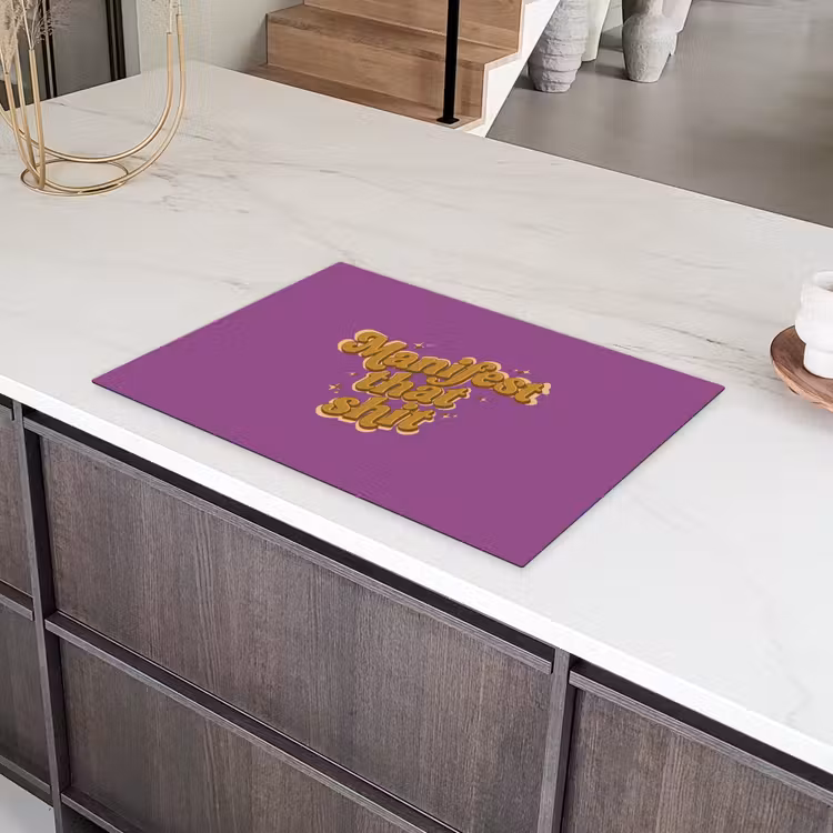 Manifest that shit - Paars - Glitter Inductie beschermer vinyl 3mm klein -sfeer8