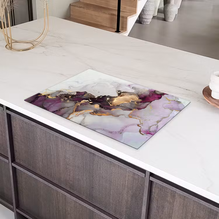 Marmer - Abstract - Goud - Paars Inductie beschermer vinyl 3mm klein -sfeer8