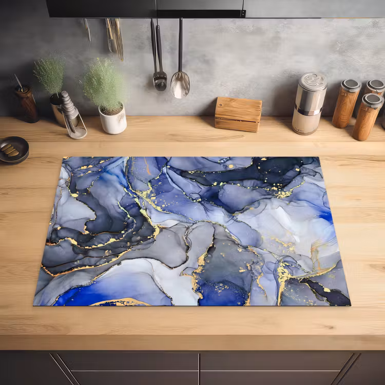 Marmer - Goud - Abstract - Blauw Inductie beschermer vinyl 3mm klein -sfeer5