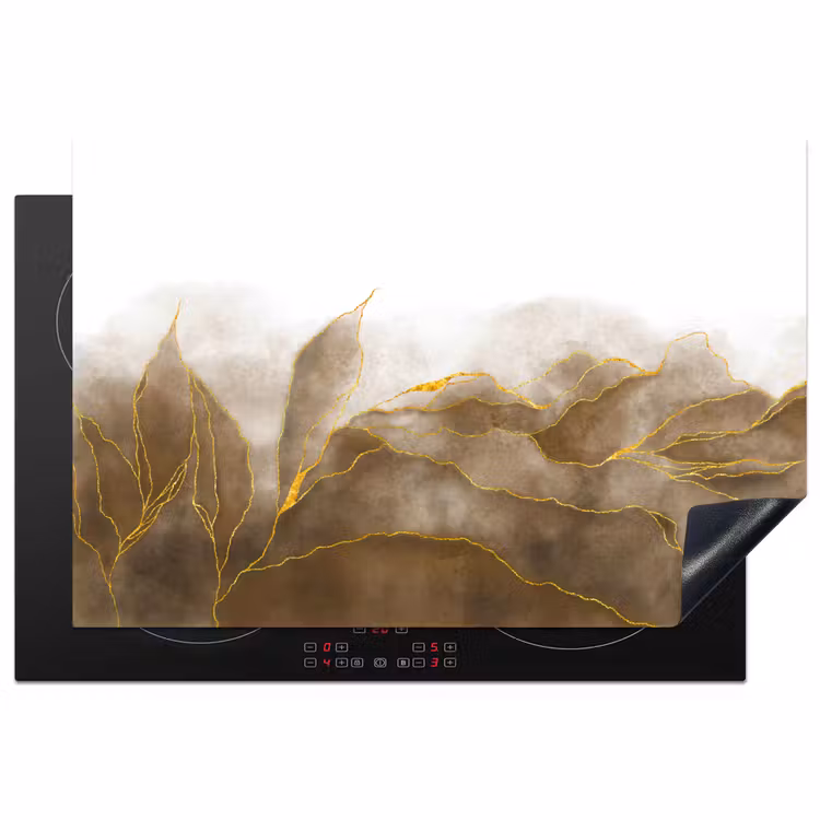 Marmer - Goud - Bruin - Textuur - Marmerlook Inductie beschermer vinyl 3mm klein -3d
