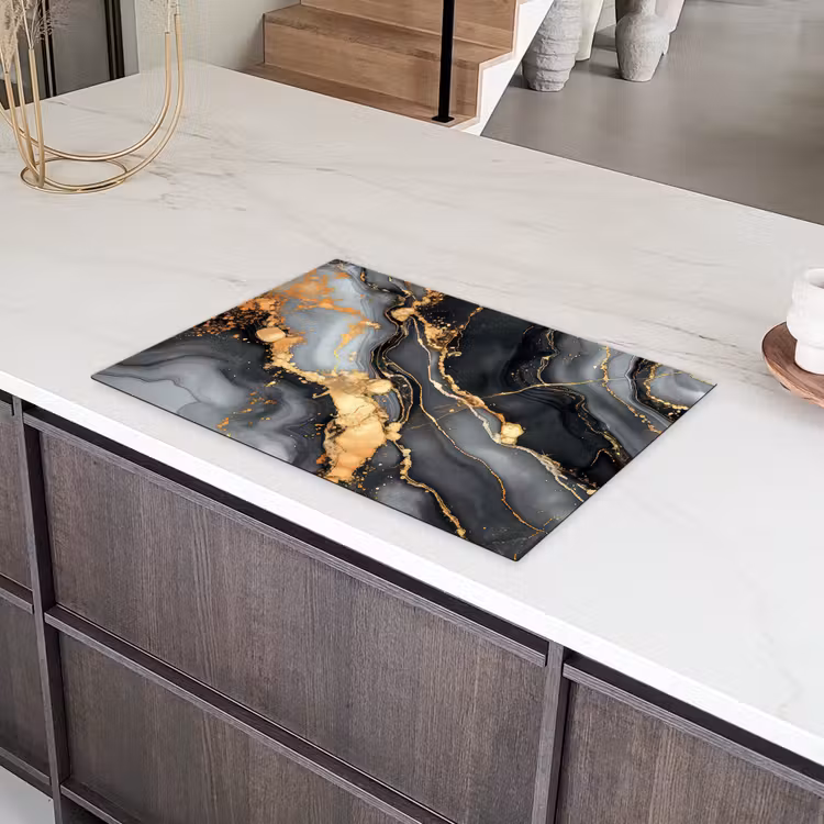 Marmer - Goud - Grijs - Zwart - Structuur Inductie beschermer vinyl 3mm klein -sfeer8