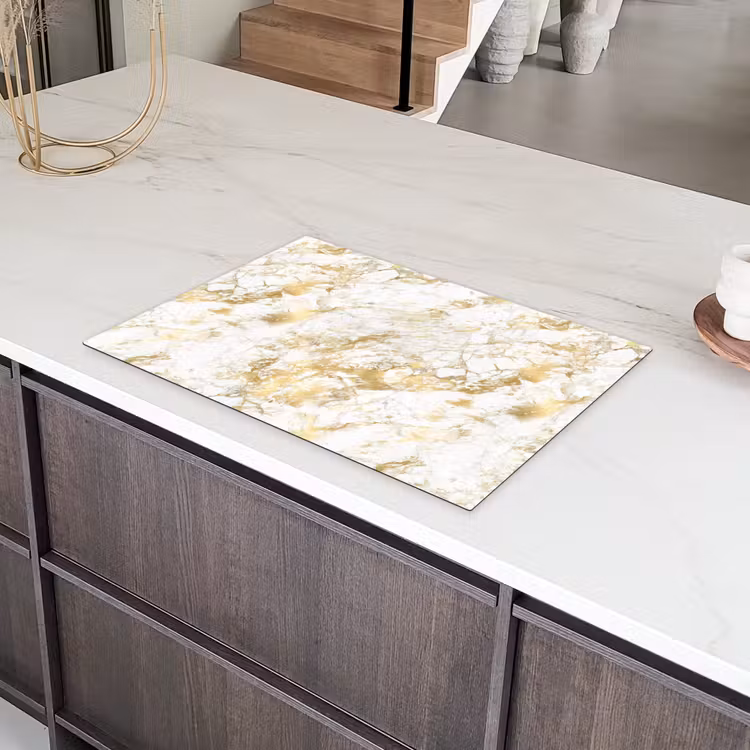 Marmer - Goud - Structuur Inductie beschermer vinyl 3mm klein 276 -sfeer8