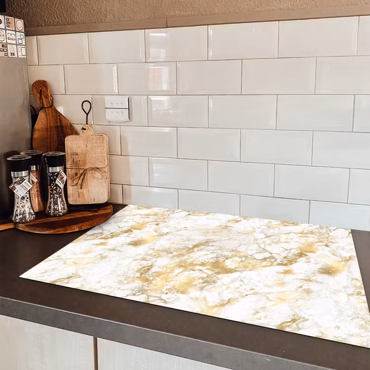 Marmer - Goud - Structuur Inductie beschermer vinyl 3mm klein 276 -sfeer3