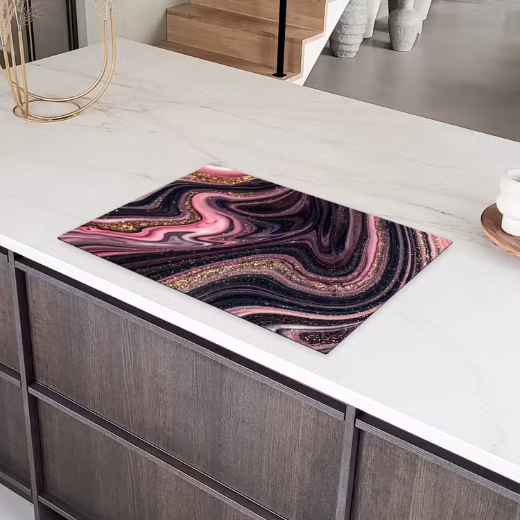 Marmerlook - Roze - Paars - Goud - Luxe - Marmer Inductie beschermer vinyl 3mm klein -sfeer8