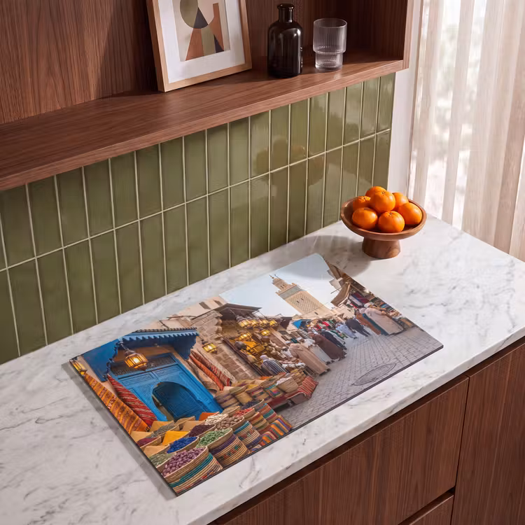 Induction Hob Cover - Market - Oriental - Colorful - Markt - Oosters - Kleurrijk Inductie beschermer vinyl 3mm klein