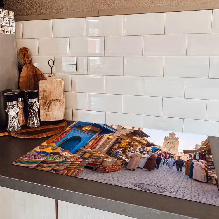 Induction Hob Cover - Market - Oriental - Colorful - Markt - Oosters - Kleurrijk Inductie beschermer vinyl 3mm klein