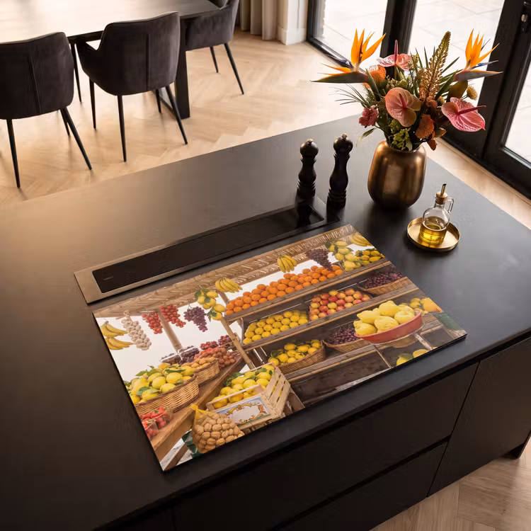 Induction Hob Cover - Market Stall - Fruit - Fresh - Marktkraam - Fruit - Vers Inductie beschermer vinyl 3mm klein