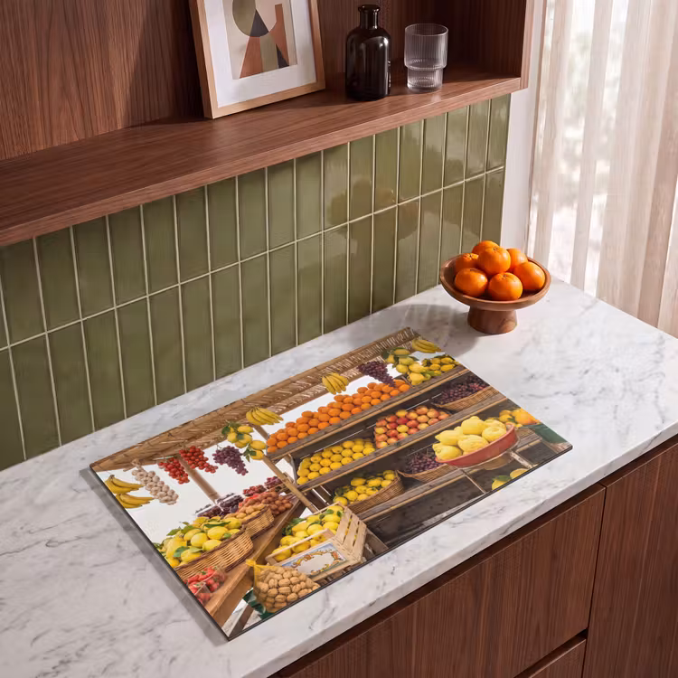 Induction Hob Cover - Market Stall - Fruit - Fresh - Marktkraam - Fruit - Vers Inductie beschermer vinyl 3mm klein