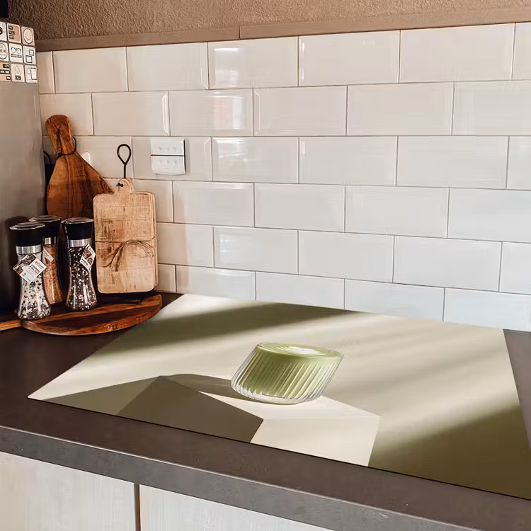 Matcha - Glas - Groen - Minimalistisch Inductie beschermer vinyl 3mm klein -sfeer3