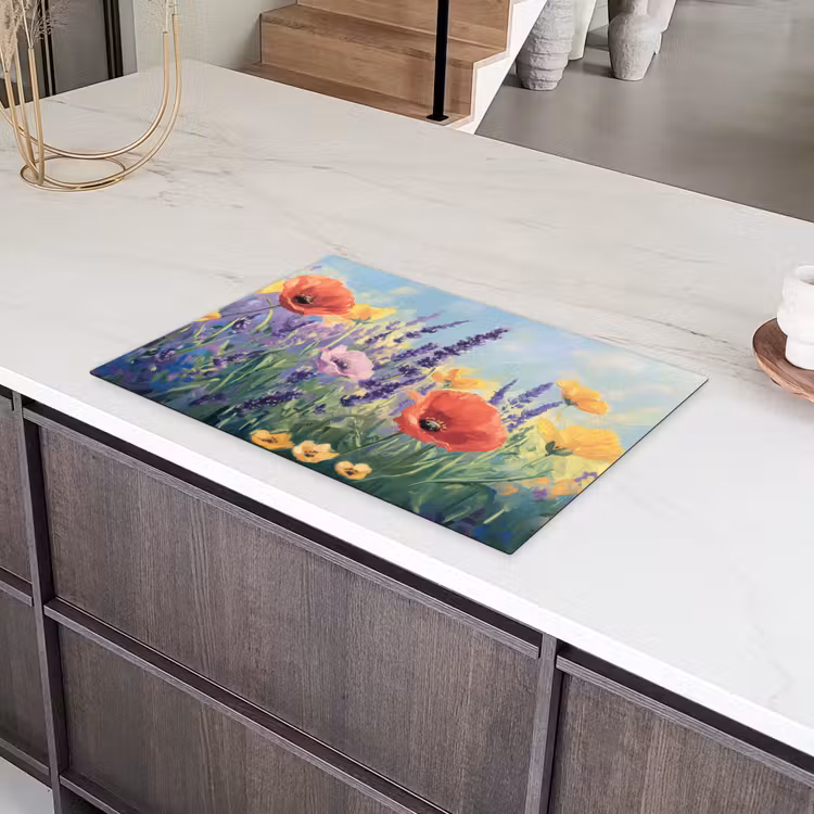Weide - Bloemen - Kleurrijk Inductie beschermer vinyl 3mm klein -sfeer8