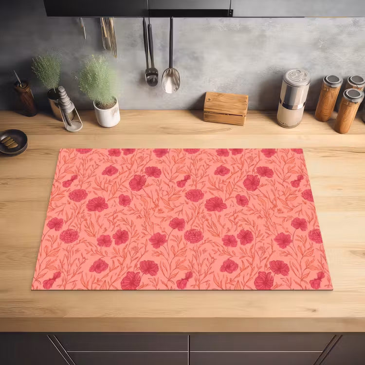 Weidebloemen - Romantisch - Roze Inductie beschermer vinyl 3mm klein 276 -sfeer5