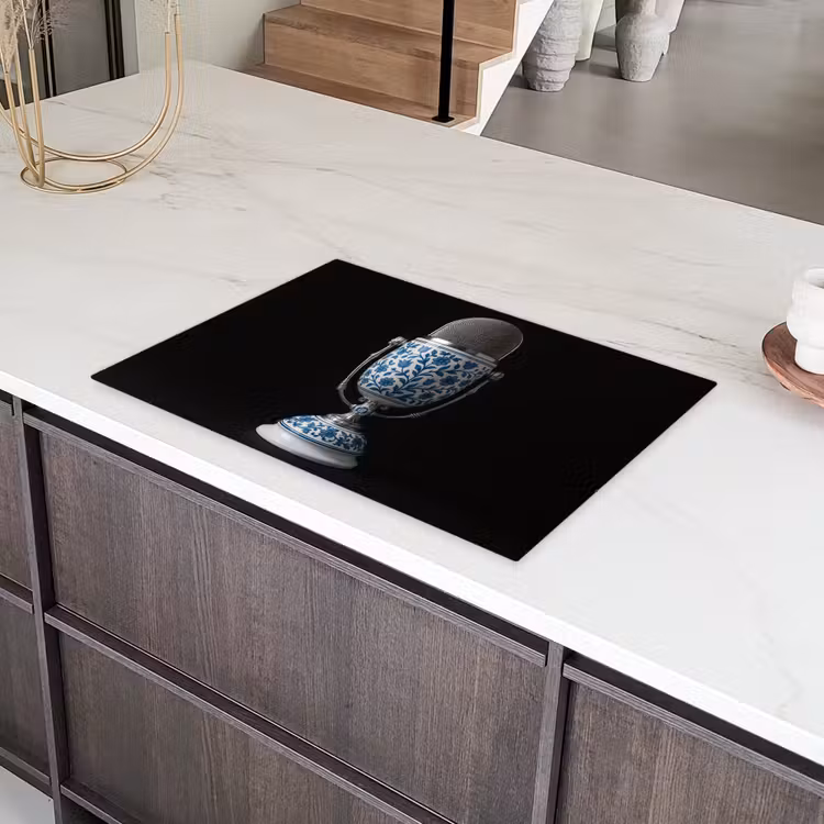 Microfoon - Delfts blauw - Muziek Inductie beschermer vinyl 3mm klein -sfeer8
