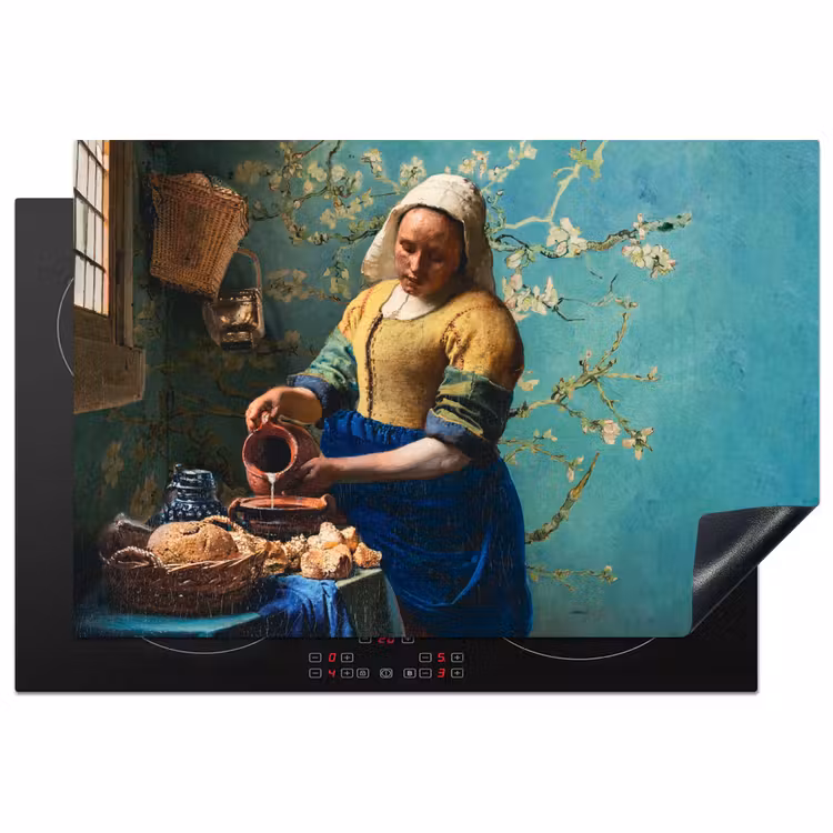 Melkmeisje - Amandelbloesem - Van Gogh - Vermeer - Schilderij - Oude meesters Inductie beschermer vinyl 3mm klein -3d