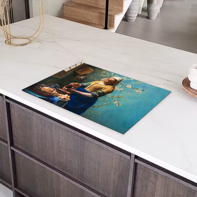 Melkmeisje - Amandelbloesem - Van Gogh - Vermeer - Schilderij - Oude meesters Inductie beschermer vinyl 3mm klein -sfeer8