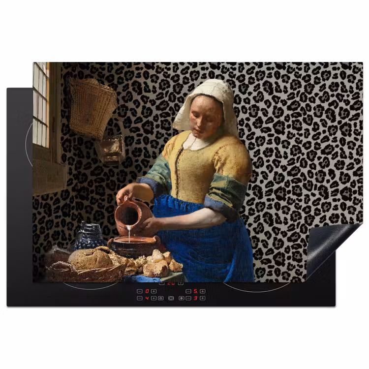 Melkmeisje - Kunst - Panterprint - Vermeer - Schilderij - Oude meesters Inductie beschermer vinyl 3mm klein -3d